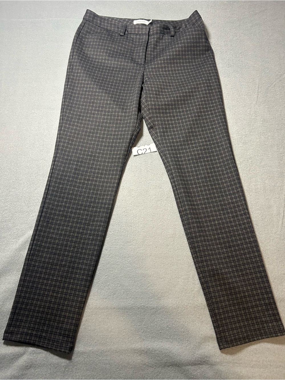 Calvin Klein Gray Plaid Dress Trousers